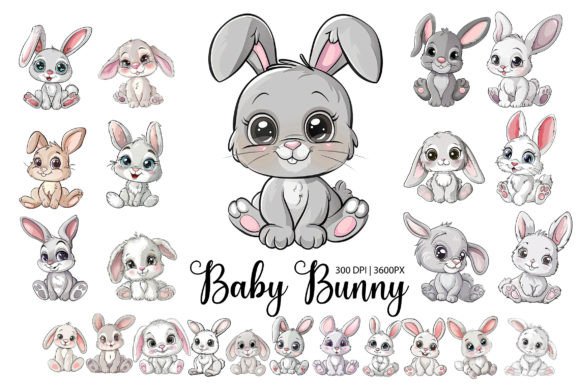 24 Cute Bunny Illustrations Clip Art Png