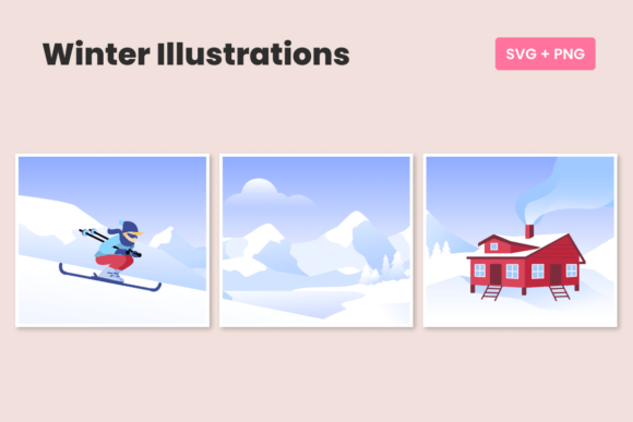 3 Winter Illustrations | SVG + PNG Files for Your Designs