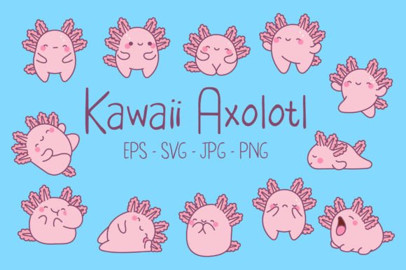 Axolotl Kawaii Set Illustrations: A Guide to Cute Design Assets
