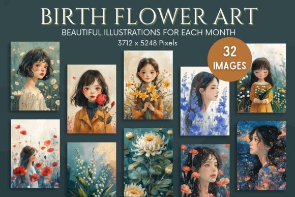 Birth Flower Art Illustrations: A Garden of Digital Creativity
