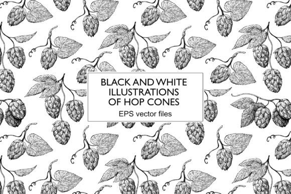 Black and White Illustrations of Hop: A Designer's Pattern Toolkit
