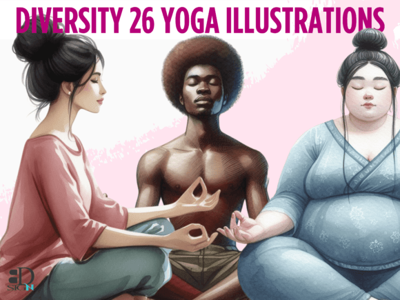 Calm Serene Diversity Yoga Illustrations for Wellness Brands