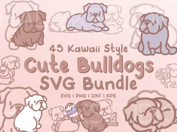 Charming Canine Art: The Versatility of Kawaii Bulldog SVGs