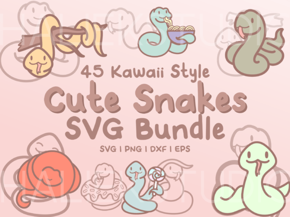 Charming Snake Clipart: 45 Kawaii Illustrations for Creative Projects