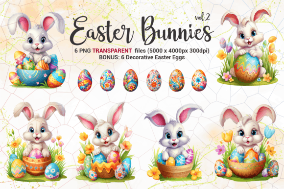 Easter Bunnies Illustrations Vol 2: Spring Design Assets