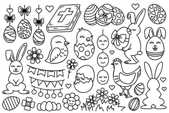 Easter Illustrations Line Art Set: Your Versatile Design Toolkit