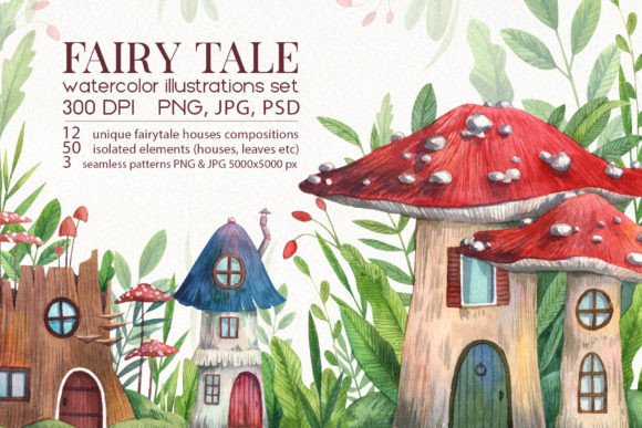 Enchanting Fairytale Watercolor Illustrations PNG