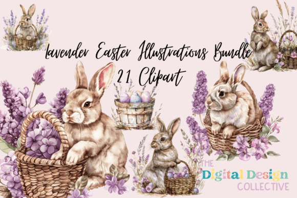 Lavender Easter Illustrations Bundle: A Fresh Clipart Collection