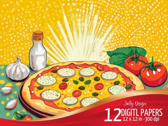 Pizza Illustrations in Pop Art Style: Vibrant Design Assets