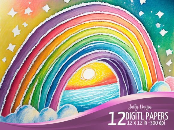 Rainbow Crayon Drawing Illustrations: A Designer's Toolkit