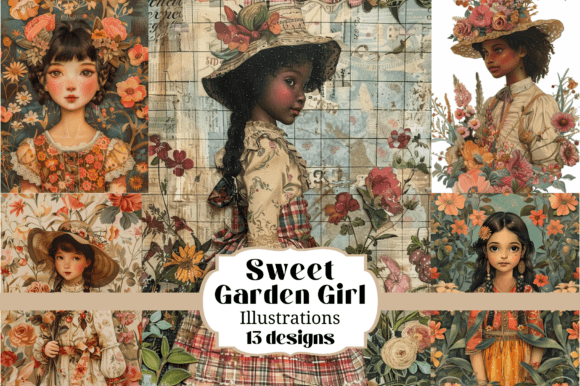 Unleash Your Creativity with 13 Sweet Garden Girls Illustrations