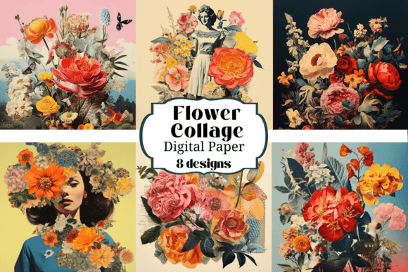 Unlocking Creative Potential with 8 Modern Flower Collage Illustrations