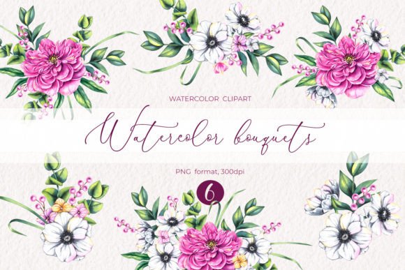 Watercolor Bouquets Illustrations PNG: Your Design Shortcut