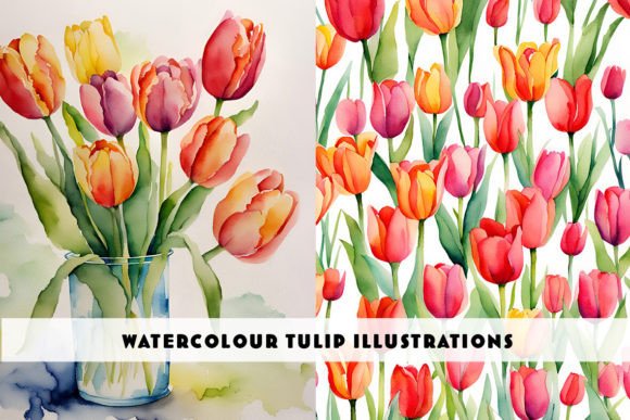 Watercolour Tulip Duo Illustrations: A Fresh Asset for Designers