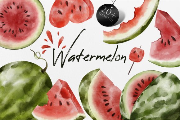 Watermelon Watercolor Illustrations: A Fresh Design Asset